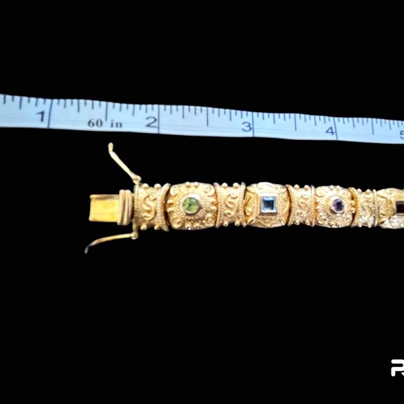 ** CLEARANCE Semiprecious stones in 18KGP Bracelet Vintage Gorgeous - Picture 7 of 7